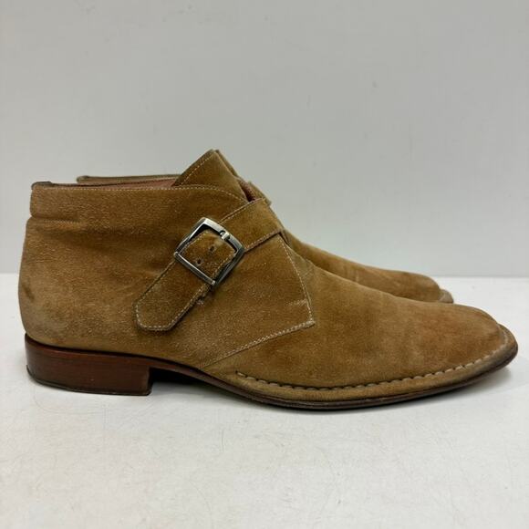 VERY GOOD Mezlan Suede Chukka Boot Tan Monk Strap Buckle Made in Spain 8.5 - Picture 1 of 12